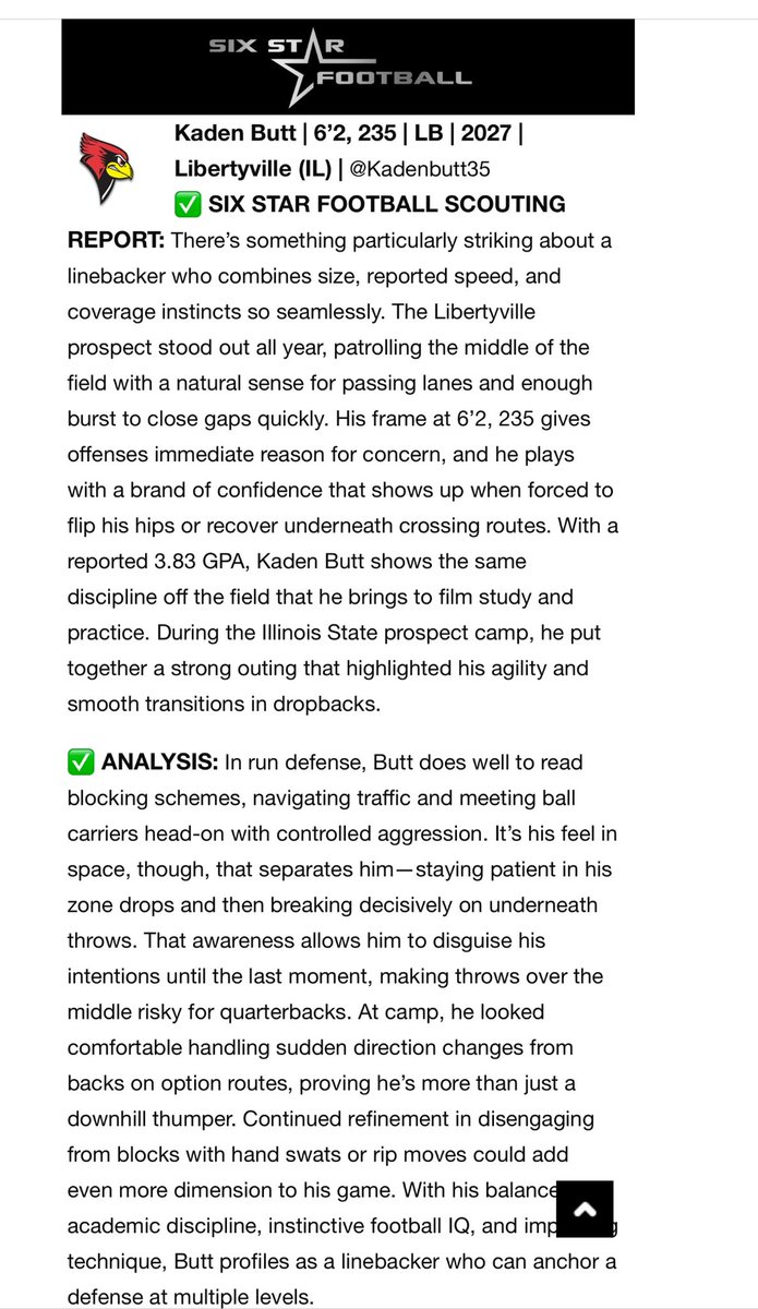 Kaden butt (@kadenbutt35) on Twitter photo Thanks for the write up <a href="/sixstarfootball/">Six Star Football | PLUS+</a> after a great camps at <a href="/WIUFootball/">Western Illinois Football</a> and <a href="/RedbirdFB/">Illinois State Football</a>. <a href="/LHSWildcatsFB/">Libertyville High School Football</a> <a href="/CoachDShack/">Danny Schaechter 🏝️🏈🐾</a> <a href="/KreczmerWIU/">Brandon Kreczmer</a> <a href="/Coach_CBonner/">Caleb Bonner</a> <a href="/Coach_Spack/">Brock Spack</a> <a href="/KerryNeal56/">Kerry Neal</a> Thanks for the write up <a href="/sixstarfootball/">Six Star Football | PLUS+</a> after a great camps at <a href="/WIUFootball/">Western Illinois Football</a> and <a href="/RedbirdFB/">Illinois State Football</a>. <a href="/LHSWildcatsFB/">Libertyville High School Football</a> <a href="/CoachDShack/">Danny Schaechter 🏝️🏈🐾</a> <a href="/KreczmerWIU/">Brandon Kreczmer</a> <a href="/Coach_CBonner/">Caleb Bonner</a> <a href="/Coach_Spack/">Brock Spack</a> <a href="/KerryNeal56/">Kerry Neal</a>