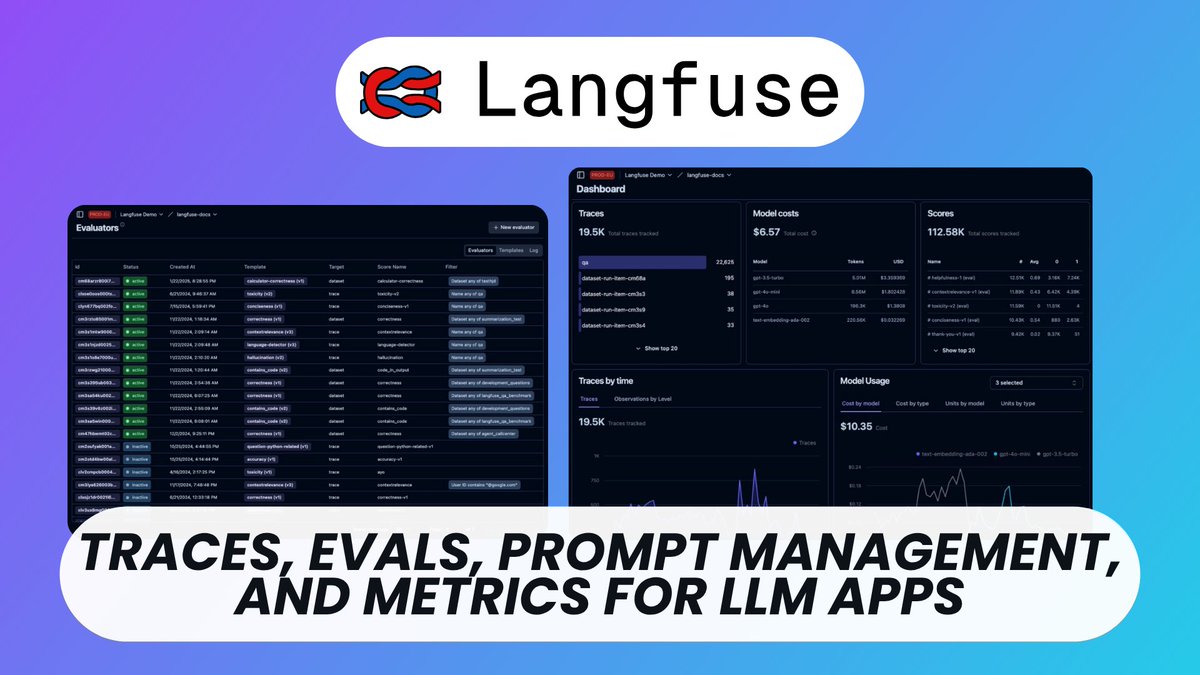elest_io's tweet image. Discover @langfuse, a free open-source LLM Engineering Platform to traces, eval, manage prompts and get metrics to debug and improve your LLM application. 🚀
Watch our dedicated platform overview
🔗 youtu.be/2V2cAHyjuYE