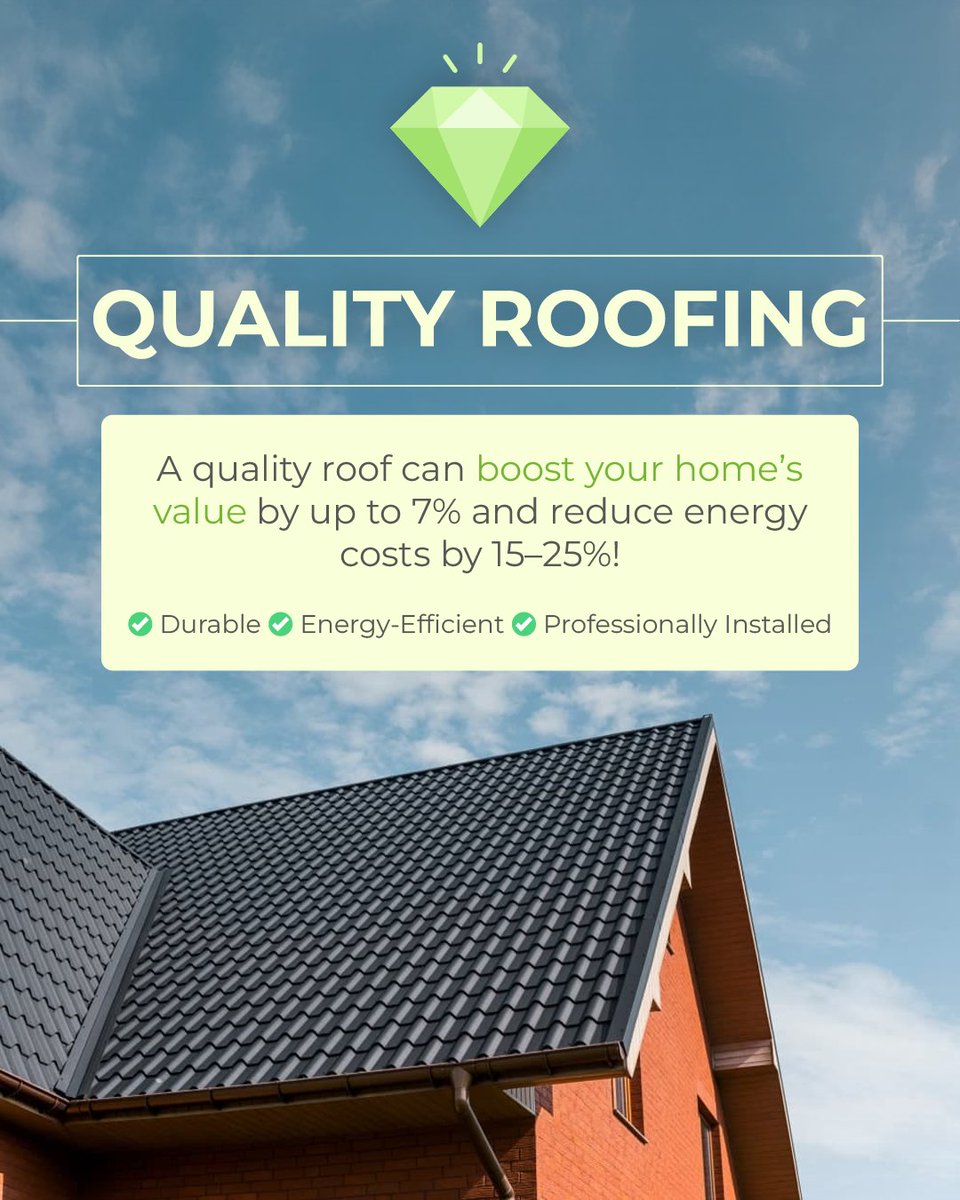 proliancegc's tweet image. A new roof can boost your home's value by 7% and cut energy costs by 15–25%!  
 Durable ✅ Energy-Efficient ✅ Professionally Installed ✅  
 #ProlianceGC #QualityRoofing