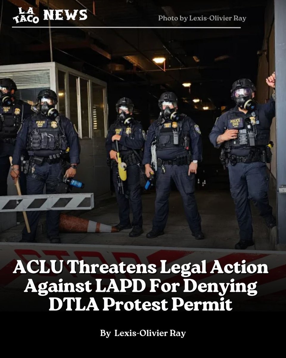 LATACO's tweet image. A Los Angeles activist group and the ACLU SoCal are demanding that the Los Angeles Police Department reverse a decision to deny the group a special event permit for a protest planned on Thursday, July 17.
By @ShotOn35mm
lataco.com/refuse-fascism…