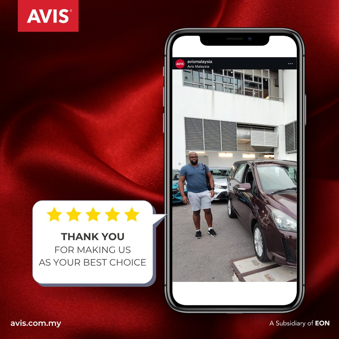 AvisMalaysia's tweet image. Reliable rides start with reliable relationships. Thank you for choosing Avis.
Book now, pay later: 🌐 avis.com.my | 📧 sales@avis.com.my

#AvisMalaysia #DrivenByTrust #LoyalCustomers