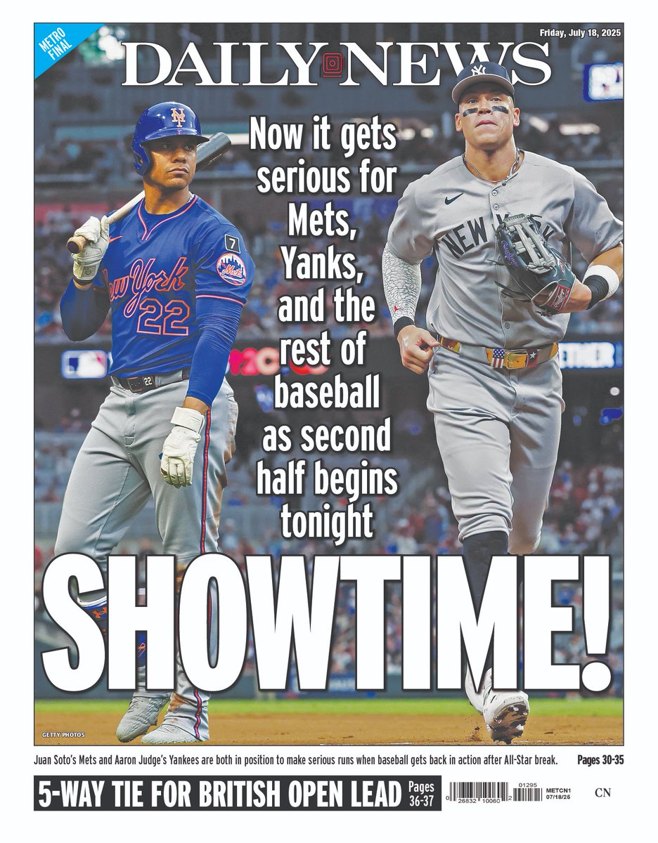 BackPageGuyNYDN's tweet image. Here's our @nydnsports back page. @yankees @mets @APSE_sportmedia
nydailynews.com/2025/07/17/mlb…