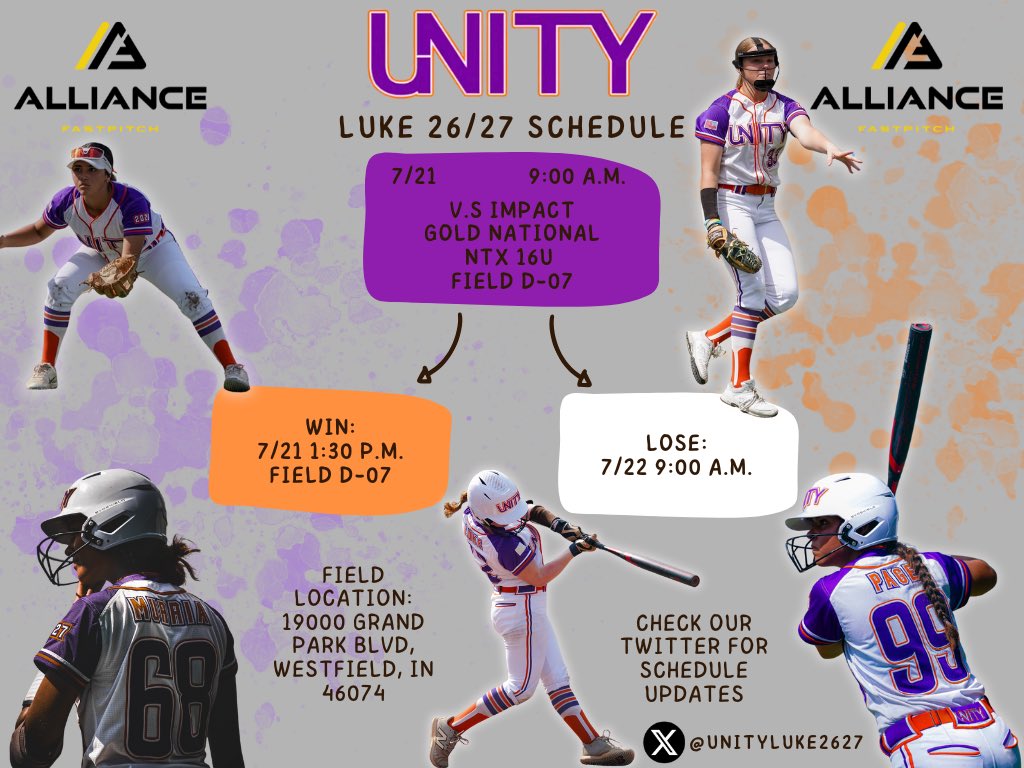UnityLuke2627's tweet image. Schedule for Alliance Nationals!!  Let’s keep it roll’n!!!