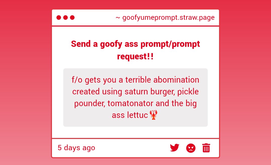 WeirdYumePrompt's tweet image. [Gimmick!]
