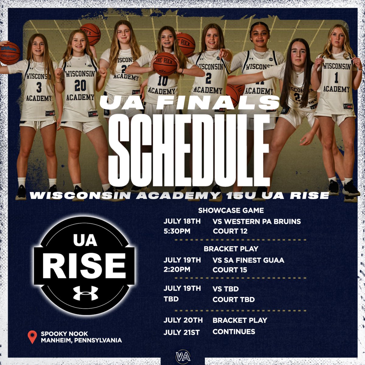 Wisconsin Academy (@wiscoacademy) on Twitter photo 15U Wisconsin Academy - UA Rise will compete in the <a href="/UARiseGirls/">UA Rise Girls I Basketball</a> Finals this weekend at <a href="/NookBasketball/">SpookyNookBasketball</a> in PA!
Check out their schedule below! ⬇️
#WABFam 15U Wisconsin Academy - UA Rise will compete in the <a href="/UARiseGirls/">UA Rise Girls I Basketball</a> Finals this weekend at <a href="/NookBasketball/">SpookyNookBasketball</a> in PA!
Check out their schedule below! ⬇️
#WABFam