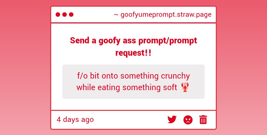 WeirdYumePrompt's tweet image. [Gimmick!]
D: