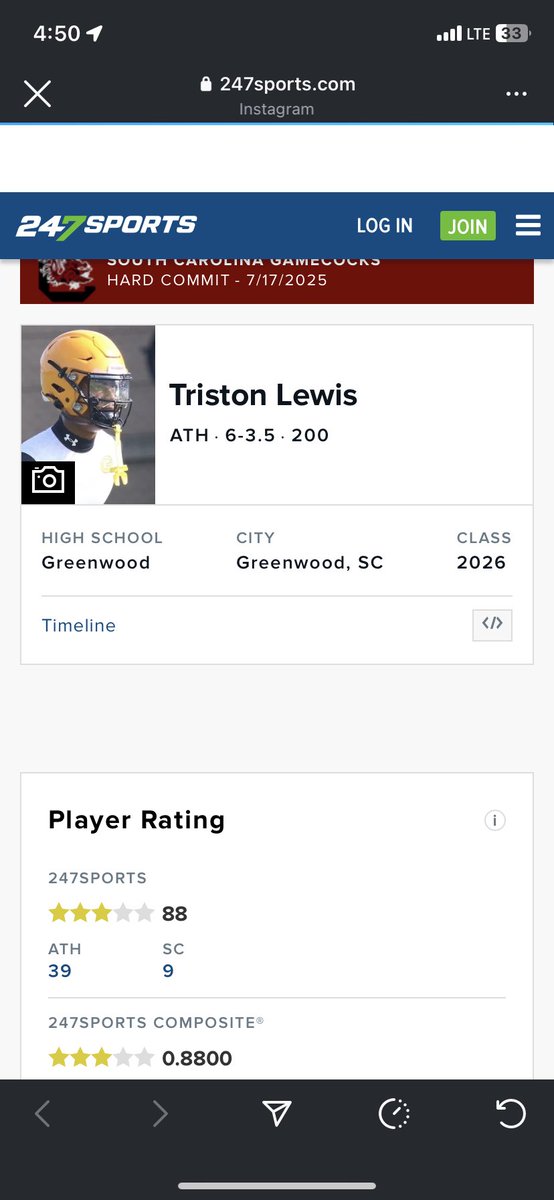 TristonLewis18's tweet photo. Blessed to be ranked a 3 ⭐️ by @247Sports there’s still work to do💯 @ghseagles_fb @coach_liner @Tb8Butler @sentell112 @CoachChildress_ @nextt_level @YoureNextTrain1 @HighSchoolBlitz @train0187 https://t.co/uHGtWLG1Sm