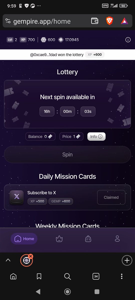maru230815's tweet image. エアドロ期待テストネット
@monad 

ちょっと前にローンチした
@gempire_app 

人少なくて穴場感あります。
こちらから👇️
gempire.app/?r=Addppu9O

やることは
・1日1回スピン
・Xアカウントフォロー
・ディスコード参加
だけです。
独自トークンの $GEMP…