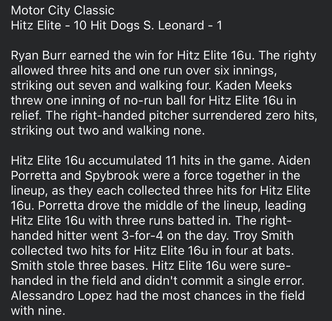 Motor City Classic 
Hitz Elite - 10 Hit Dogs S. Leonard - 1