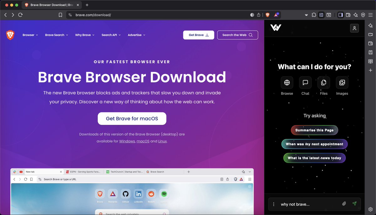 WaffyHQ's tweet photo. Tested on Brave!!

#Brave #Automation #Waffy #AI https://t.co/idwIG98ykf