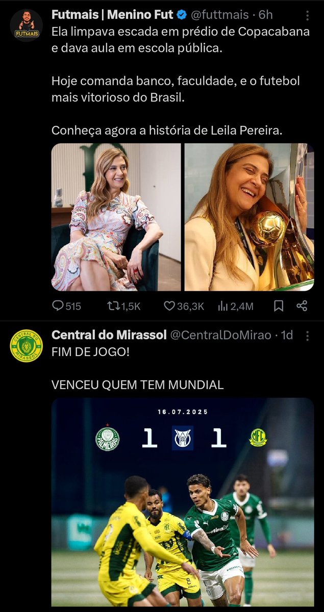 Futebol mais vistoso do Brasil.
Mirassol 1 X 1 Palmeiras