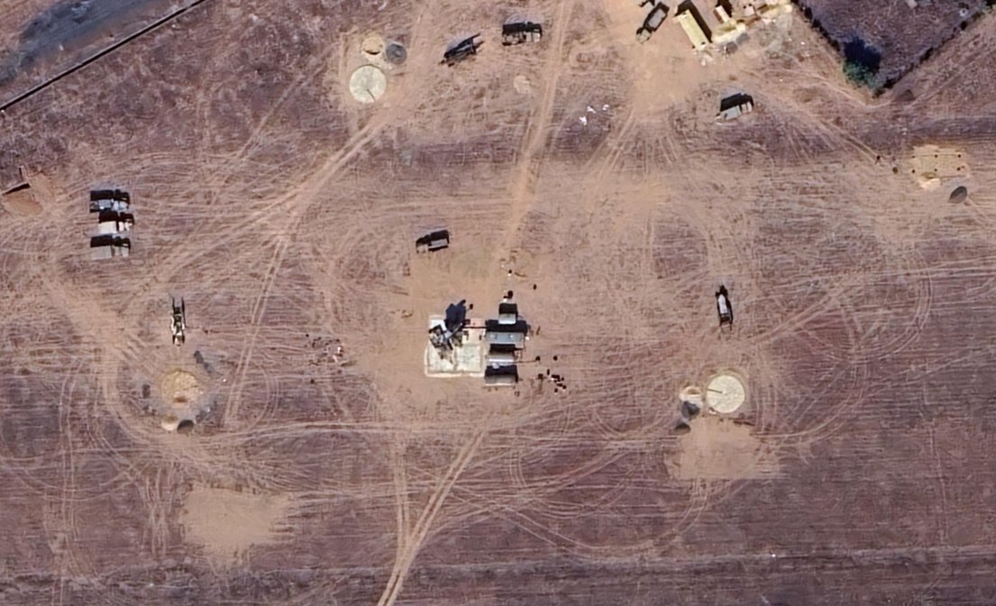 PakDefTeam's tweet photo. #IndiaAirForce #BhujAFS #Pechora S-125 deployment is on temporary grounds now with the ongoing construction to house the S-400 System and MRSAM base on the North Western end of the base. 
Location on the left is on the base while the location on the right is outside of the base https://t.co/V9ItI2wz1t