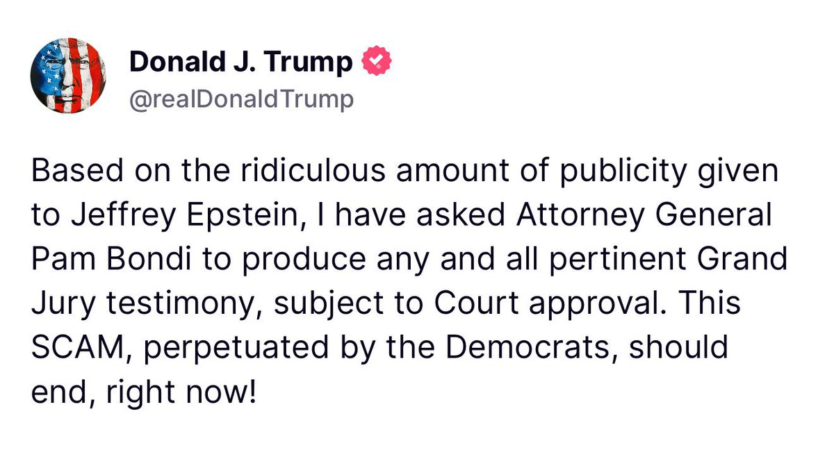 Maloney's tweet image. BREAKING: Trump directs AG Bondi to release all of the Epstein files