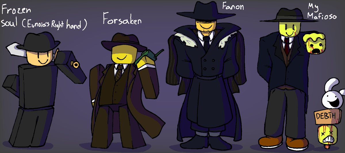 funkin_death's tweet photo. There's so many so I drew Mafioso variants!
Have fun looking at this sexy pile of blocks for about 20 seconds.
;D
#Forsaken #mafioso https://t.co/zGRnXo1Zoj