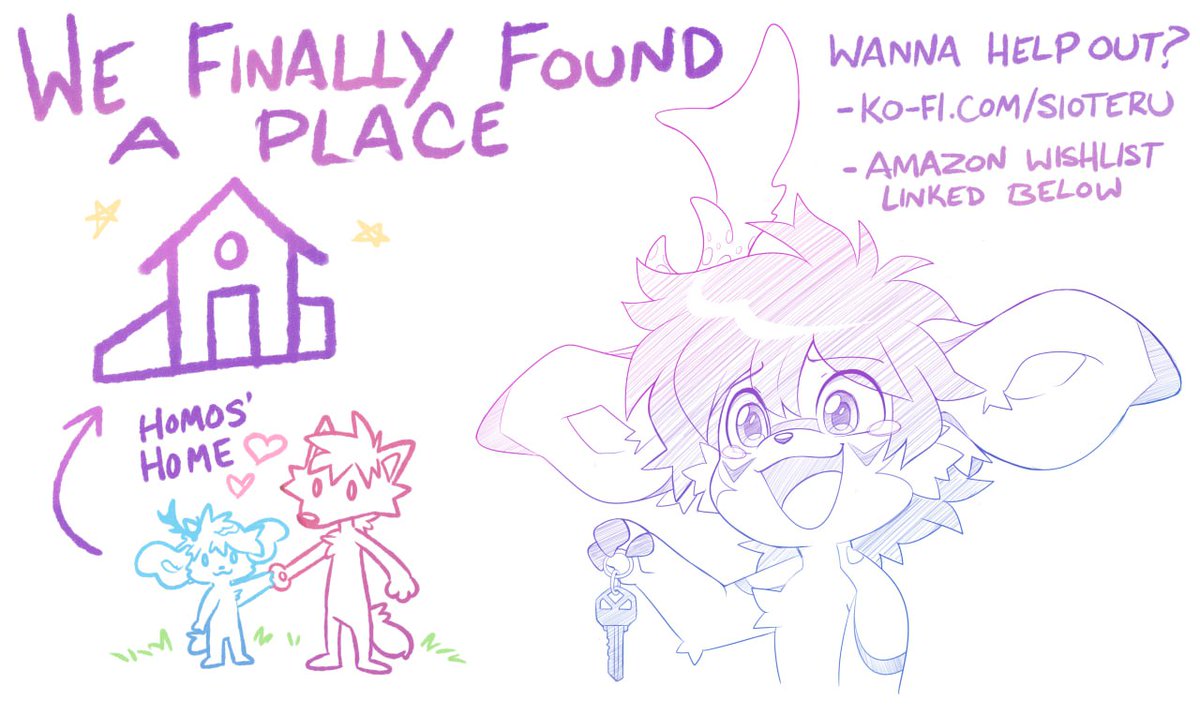 The Big News! After losing my house in March and most of my belongings my bf and I FOUND AN APARTMENT!

I lost almost everything in the move. Furniture, appliances, cookware, rugs, etc. 
So if you wanna help we have my Ko//fi and a wishlist of things (l1nk below)
