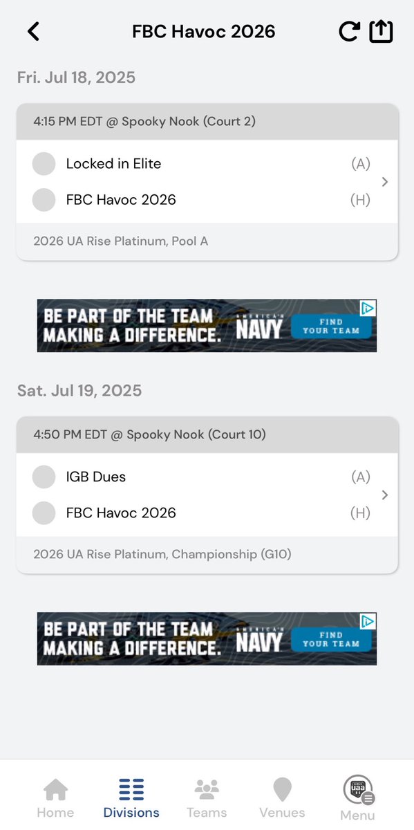 Here’s my schedule to start off the last live period with <a href="/FBCHAVOC/">FBC HAVOC</a> can’t wait ! Ready to compete in the Platinum bracket!!