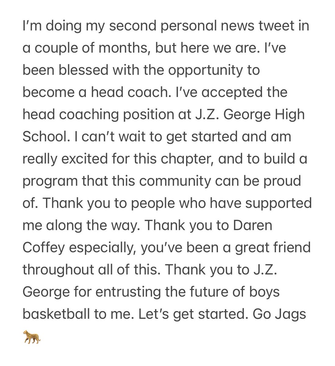 Doing my second personal news tweet here recently, but it’s God’s Timing not mine. Let’s go Jags🐆🐆.