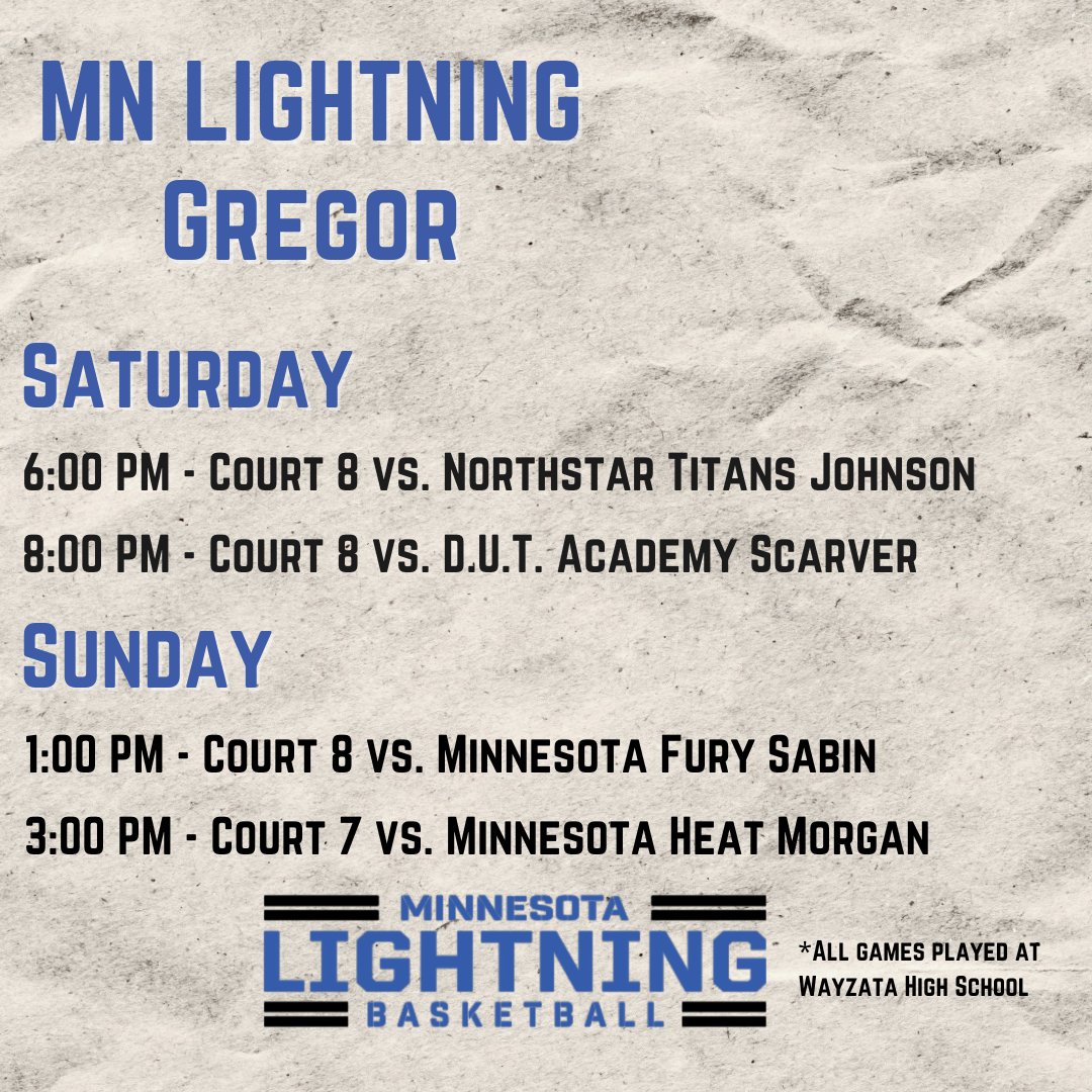 16u-Gregor Summer Shutdown Schedule for this weekend