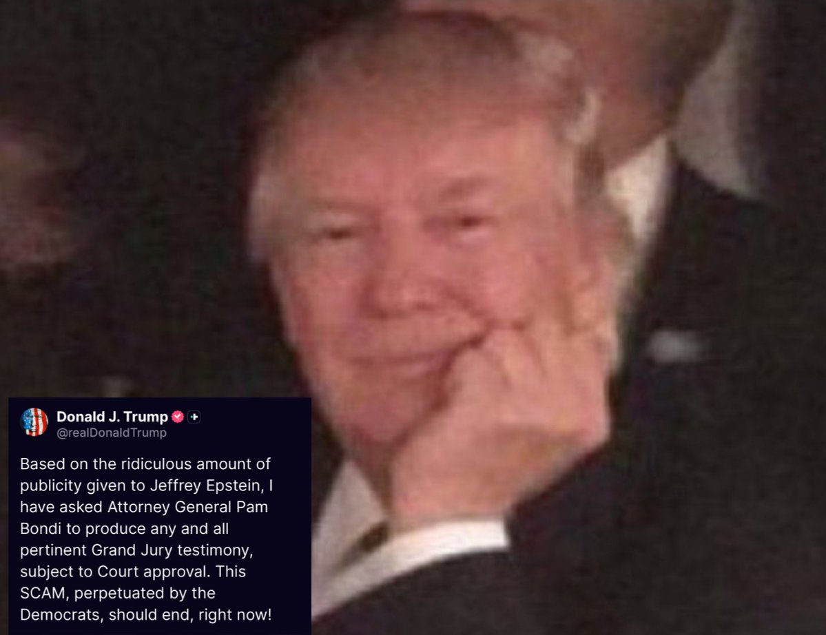Ultrafrog17's tweet image. Trump basically forced Democrats to become unhinged conspiracy theorists over Epstein's government blackmail ring and then the Wall Street Journal inexplicably caused themselves subsequently to be sued into oblivion over a fake Epstein letter and now Trump will publish Grand Jury…