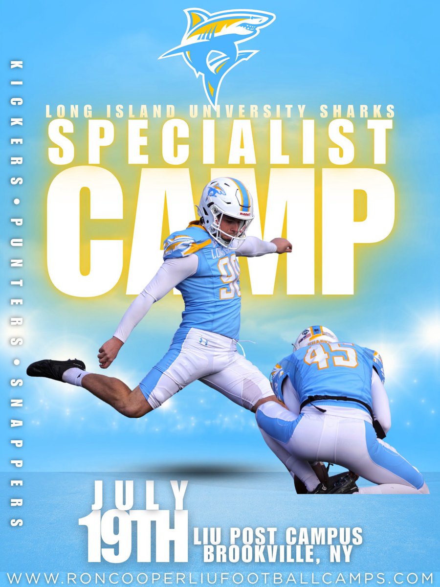 Coach_IPace's tweet image. Huge weekend ahead for the @LIUSharksFB Family‼️
✅ Getting better 1️⃣ Day at a time
✅ 2️⃣ Awesome camps on 🎴
✅ 🅱️ig Time Visitors on Campus
Exciting time to be a SHARK‼️🦈🦈