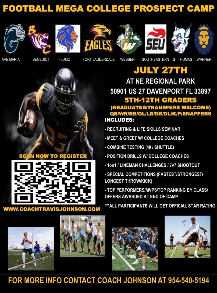 I will be attending Football Mega College Prospect Camp July 27th!

@JoePattersonAM
<a href="/CoachMillyRock/">Coach Millhouse</a>
<a href="/coachrdickerson/">Ron Dickerson Jr</a>
<a href="/CoachBoom3/">Cornelius Murray</a>
<a href="/JeremyHarris_31/">Jeremy D. Harris</a>
<a href="/dburks88/">Dialleo Burks Sr.</a> 
<a href="/King17Jermain/">Jermain King</a> 
<a href="/thunderball_95/">Lake Region Football</a>
<a href="/CoachToney863/">Tevin Toney | Coach T</a>
<a href="/CoachVance863/">Rashad Vance | Coach Vance</a> 
<a href="/TCoach863/">Coach T</a>