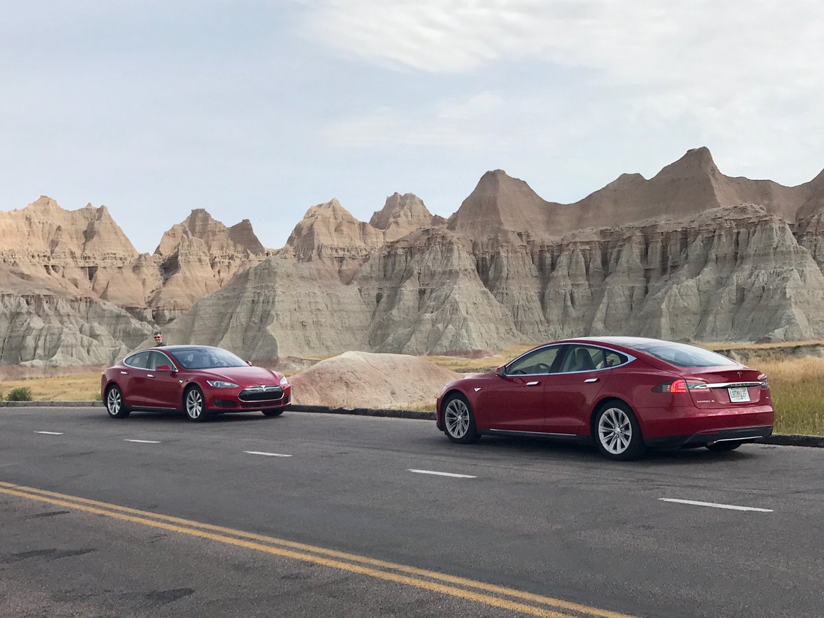 phibetakitten's tweet image. Eight years ago this month: our first major EV road trip (~2500 miles). In Ada, a 2015 Model S 90D. We were hooked.
