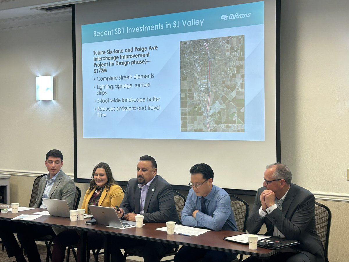 CaltransDist6's tweet image. Caltrans was honored to join Asm. Lori Wilson, Chair of the Assembly Transportation Committee at Fresno State tonight for a Town Hall to discuss the future of funding for roads, bridges and multimodal transportation projects in the San Joaquin Valley and throughout the state.