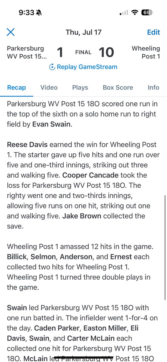 Wheeling Post 1 Baseball tweet media