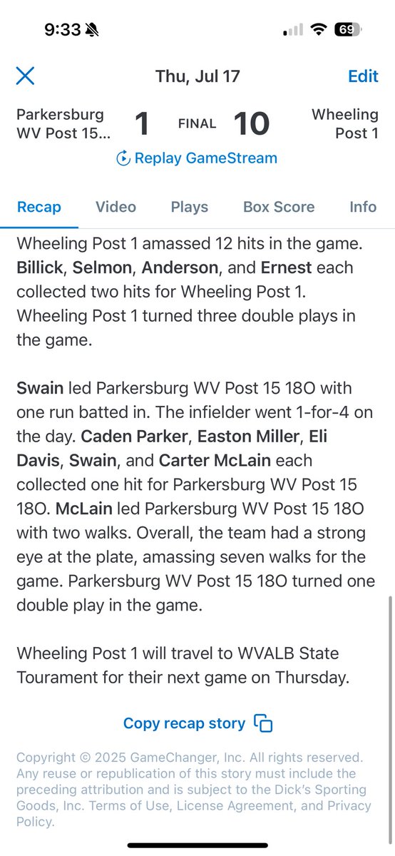 Wheeling Post 1 Baseball tweet media