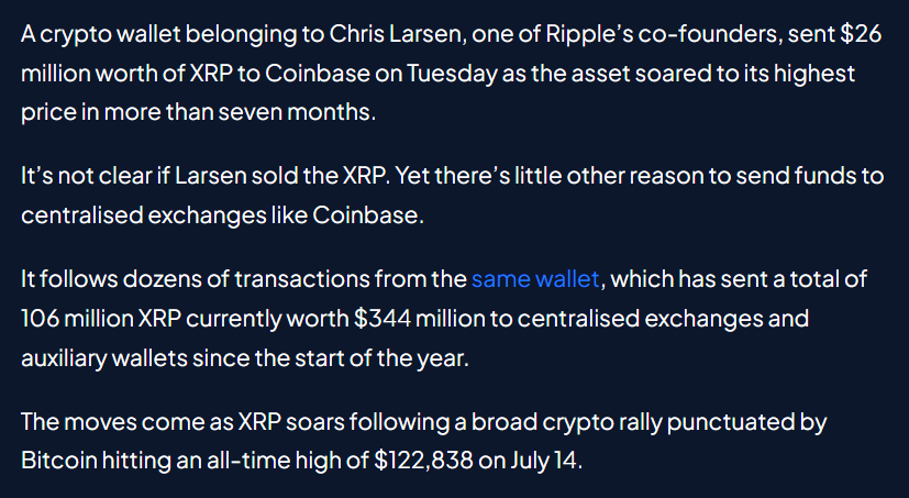 JoeConsorti's tweet image. Chris Larsen has dumped 9 figures worth of XRP this year alone.
Satoshi is still sitting on $115B.