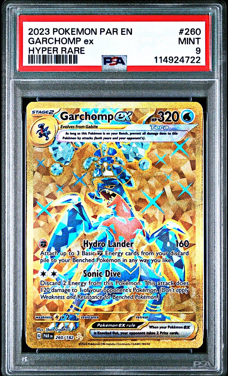 Retro_Gabe's tweet image. ✨PSA Auction Win of the Day✨
I’m always on the lookout to snipe good deals of Pokémon PSA graded cards! I buy maybe 3-5 cards a week (when I can afford them).
Today, I sniped this PSA 9 2023 GARCHOMP ex for $19.50, and I’d value it at about $35 based on BIN Prices on EBay!