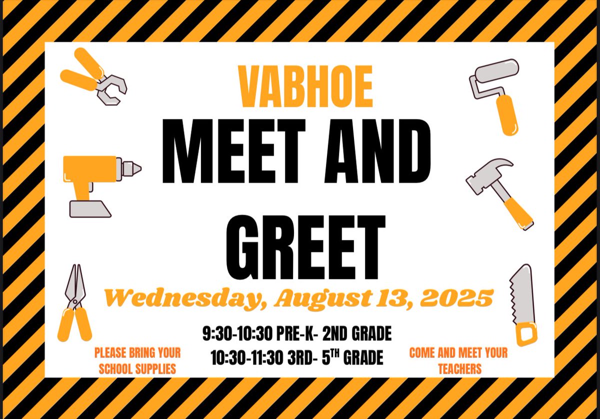 Save the date for our meet and greet… Parents &amp; students come out to meet your new teachers and bring in all school supplies.