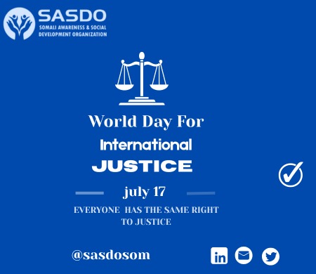 Sasdosom's tweet image. Today, we mark #WorldDayForInternationalJustice

#SASDOSOM stands with victims of war crimes, genocide &amp;amp; crimes against humanity. Justice is key to peace, dignity &amp;amp; human rights for all.

Let’s continue the fight against impunity.
#JusticeMatters #RomeStatute #ICC #SASDO #Somalia