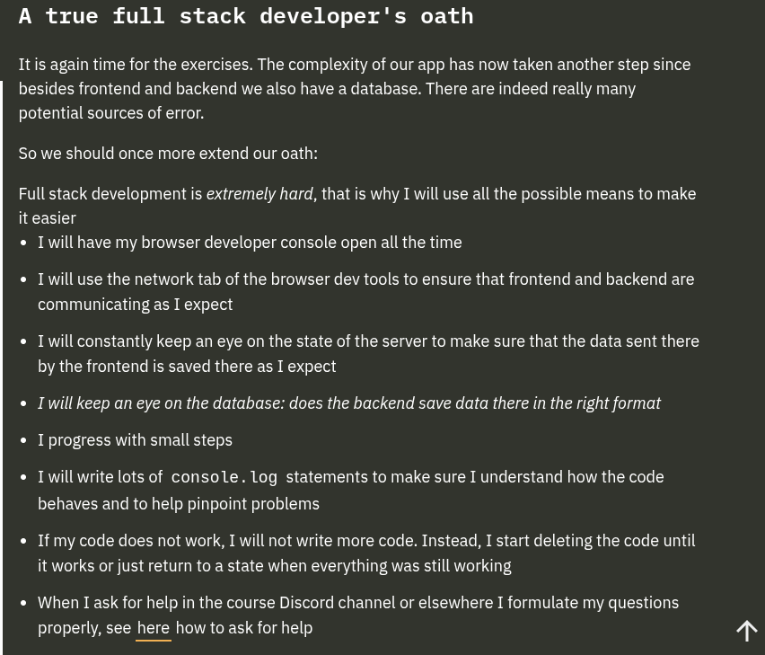 osarocodes's tweet photo. The FullStackOpen developer’s oath cracks me up every time. 😂
But jokes aside, I love how they keep reminding us that the real difference between junior and senior devs isn't necessarily in how much they know — it's in how effectively they use the tools at their disposal. https://t.co/c9wzt5eG9y