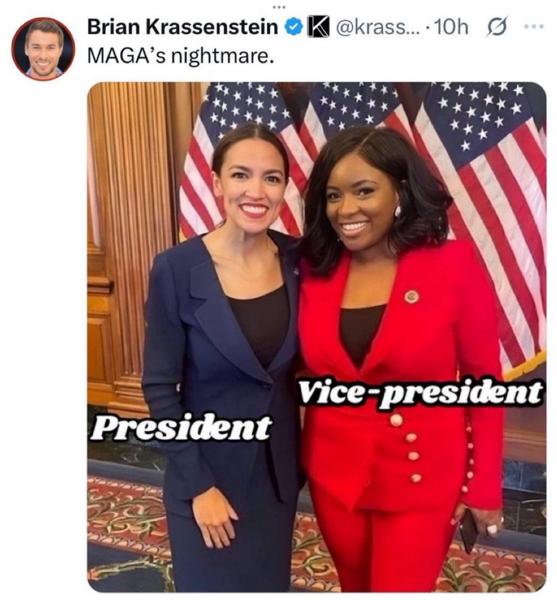 AMERICA’S Nightmare. 💯 There, fixed it for you asshole. 👊 

I didn’t think the Democrats could come up with a dumber, more incompetent duo than Joe and Kamala….I was wrong. 🤨