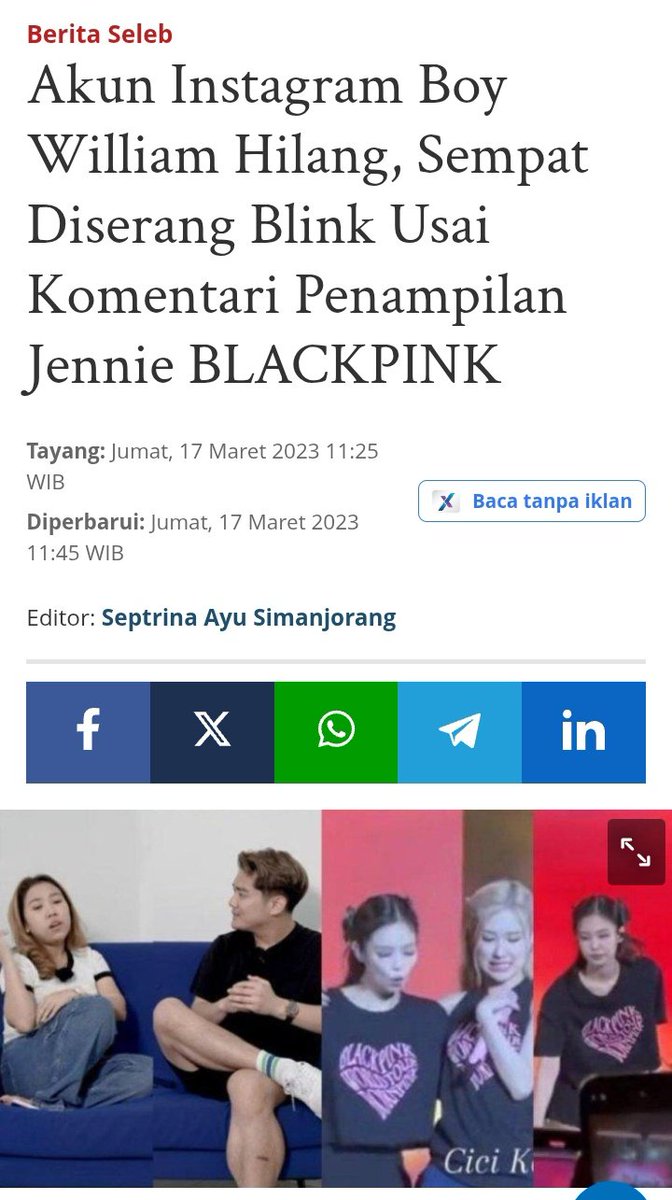 You know what's funny? Indonesian artist Boy William was attacked by Blink after calling j lazy in 2022, after attending their concert in Jakarta. He's been a Blink for a long time, but when he commented on Jenni that day, Blink immediately attacked him🤣🤣🤣