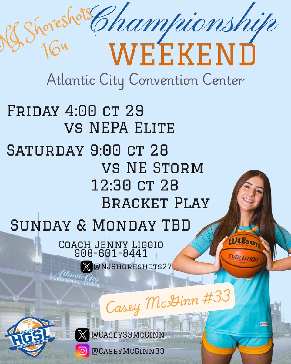 Make the last weekend the best weekend. Me and my teammates are aiming for the HGSL championship.  Come check us out @NJShoreshots27 <a href="/ShoreshotsGirls/">Shoreshots Girls - Select 40</a> <a href="/JennyLiggio/">Jenny Liggio</a> <a href="/TinyGreenNBS/">Coach Tiny Green</a> <a href="/ElwellAcademy/">The Elwell Academy</a>