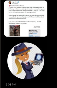 VFAFVP's tweet image. Butch Conz - Angie Wong - Lois Lane
Butch Conz tries to get Veteran fired with false accusations calls his employer (as per third party)
From left to right what you are looking at:
(1) Angie Wong tweets a Facebook link accusing a cyber security expert—who is a War…