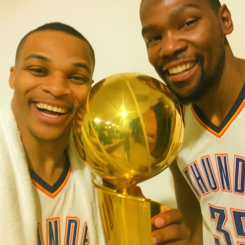 NotAnOKCFan's tweet image. Though Iโm happy OKC won a championship,
I wish these two won one together ๐