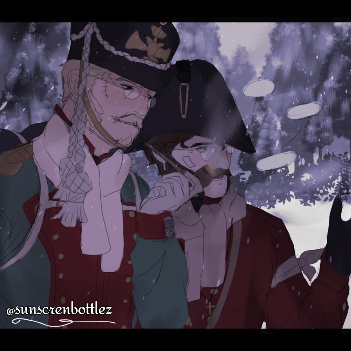 sunscrenbottlez's tweet image. I'm too lazy to add some shading but here's my first two OCs, Mikhail and Stefan finding some shelter
‼️‼️
#GNB #gutsandblackpowder #roblox #oc