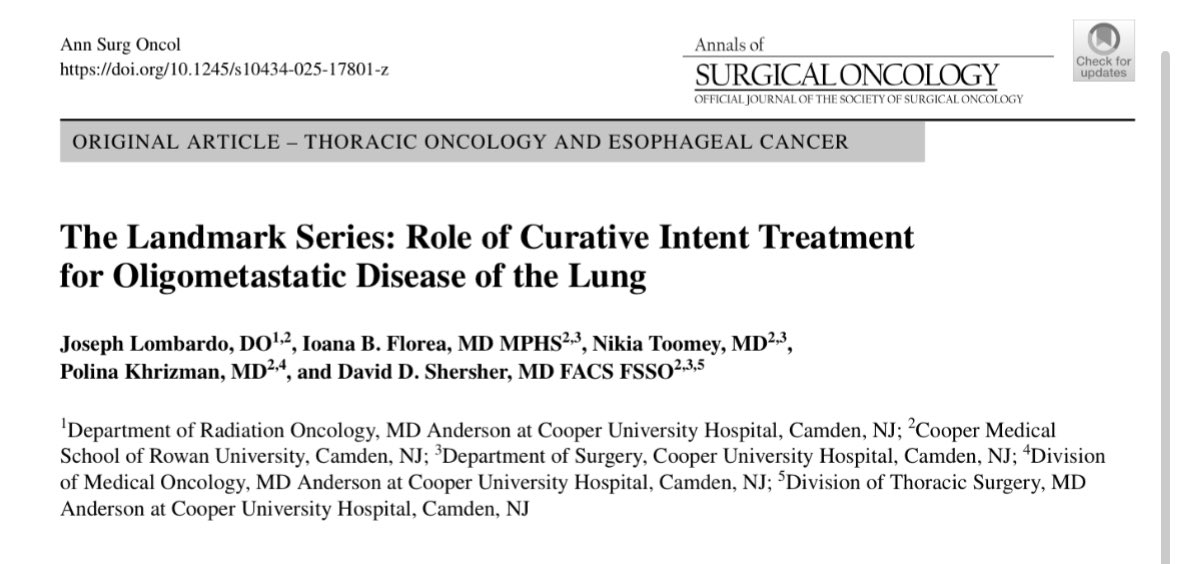 Ioana Florea, MD MPHS (@ibflormed) on Twitter photo Excited for the opportunity to have contributed to the writing of this <a href="/AnnSurgOncol/">Annals of Surgical Oncology</a> Landmark Series review on the evolving approaches toward managing oligometastatic lung cancer!
link.springer.com/article/10.124… Excited for the opportunity to have contributed to the writing of this <a href="/AnnSurgOncol/">Annals of Surgical Oncology</a> Landmark Series review on the evolving approaches toward managing oligometastatic lung cancer!
link.springer.com/article/10.124…
