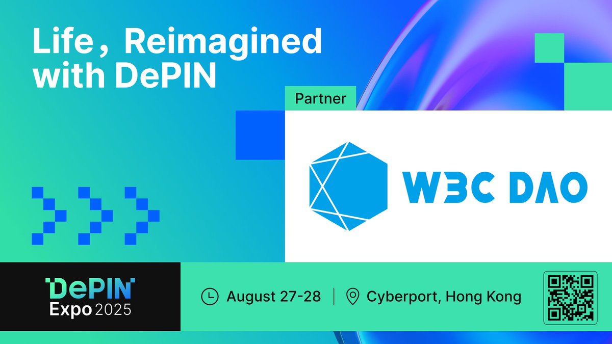 由社区主导，以代码治理，向未来前行。
W3CDAO 正式成为 #DePINExpo2025 合作方，与 <a href="/ExpoDePIN/">DePIN Expo</a> 一起共建去中心化的世界。8月香港，不见不散。

🙋报名链接: lu.ma/1qol9wna

#DePINExpo2025