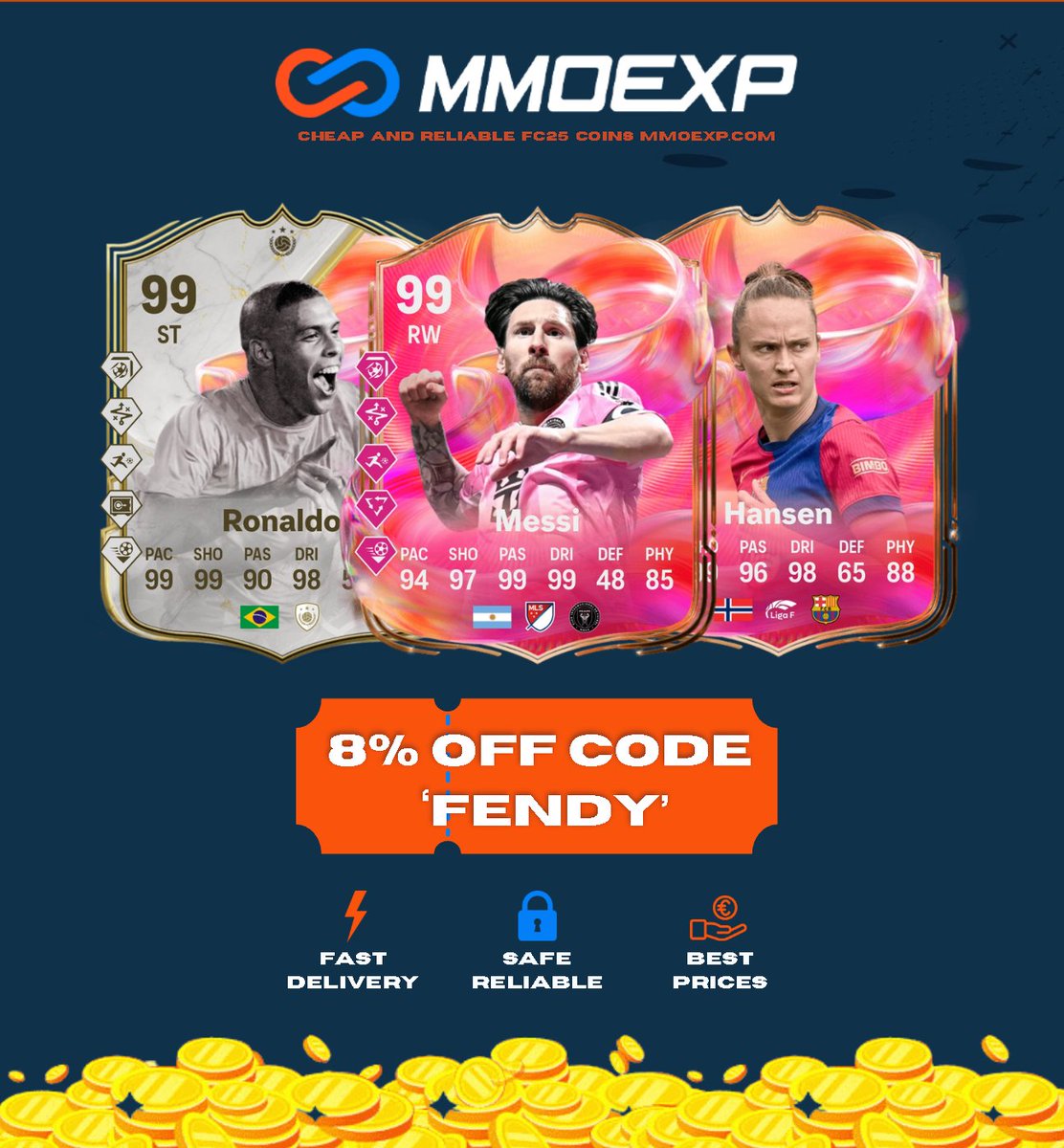 FendyMerland's tweet image. 🚨 FUTTIES team 2 is here !
Get now coins to buy them👇
✅ Cheap
✅ Fast delivery
✅ Safe & Reliable
Use code “Fendy” for 8% off 👀
Order now 👉 mmoexp.com