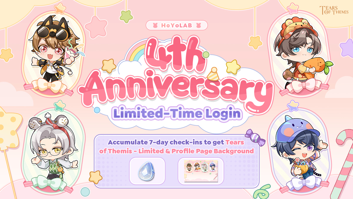 TearsofThemisEN's tweet image. ✦ HoYoLAB Limited-Time Check-In Event ✦

Check in for 7 days to get Tears of Themis - Limited, S-Chips, a FREE HoYoLAB Profile Page Background Image, and more!

Go now&amp;gt;&amp;gt; hoyo.link/fYHgFEAL

#TearsOfThemis #ToT4thAnniv