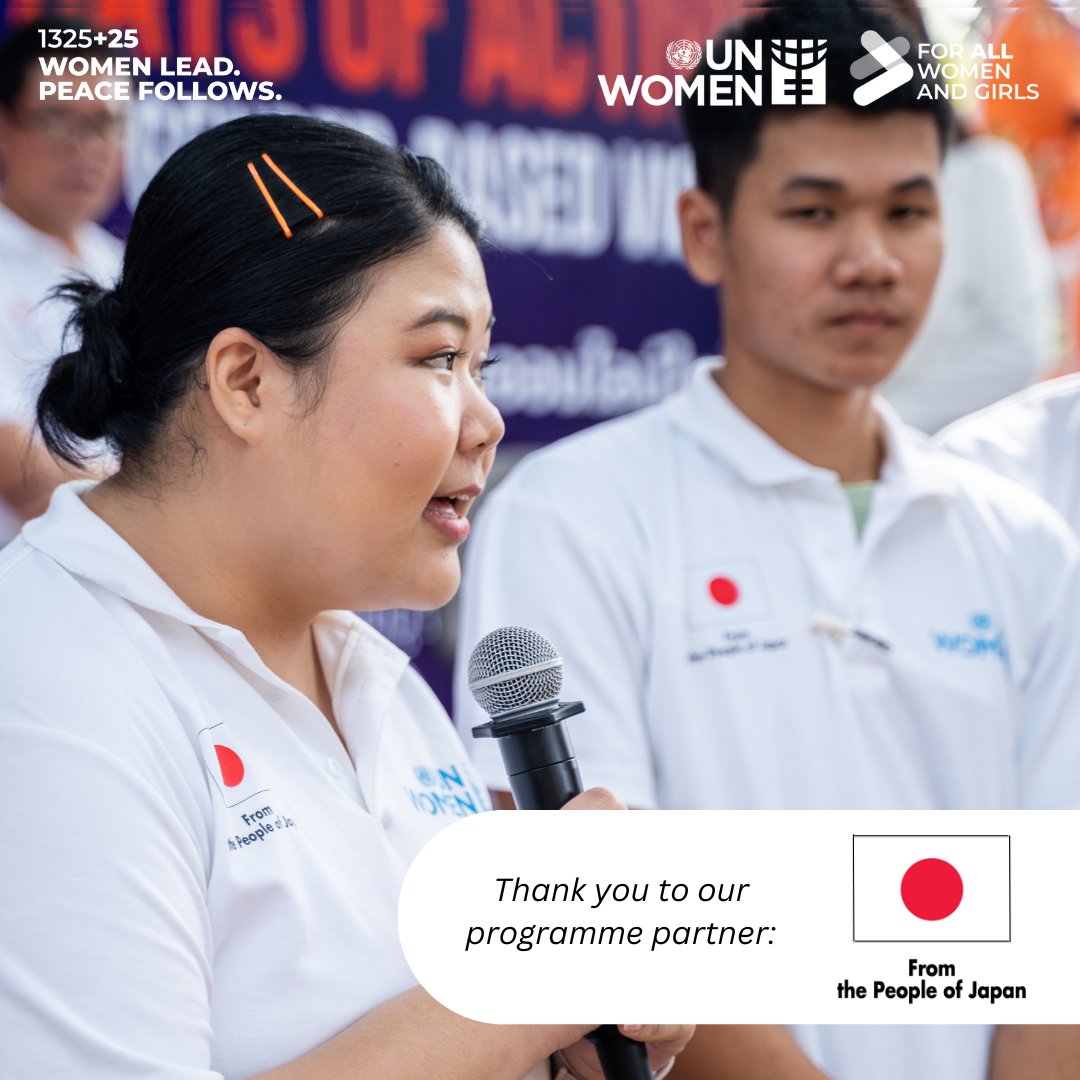 unwomenasia's tweet image. 🕊️Partnerships for Peace – Commemorating 25 Yrs of the #WomenPeaceSecurity Agenda🕊️
It's a UN Women global programme supported by @MofaJapan_en to build durable partnerships to accelerate women's meaningful participation in peace & security processes.
👉🏼 unwo.men/9EvN50WqYiX