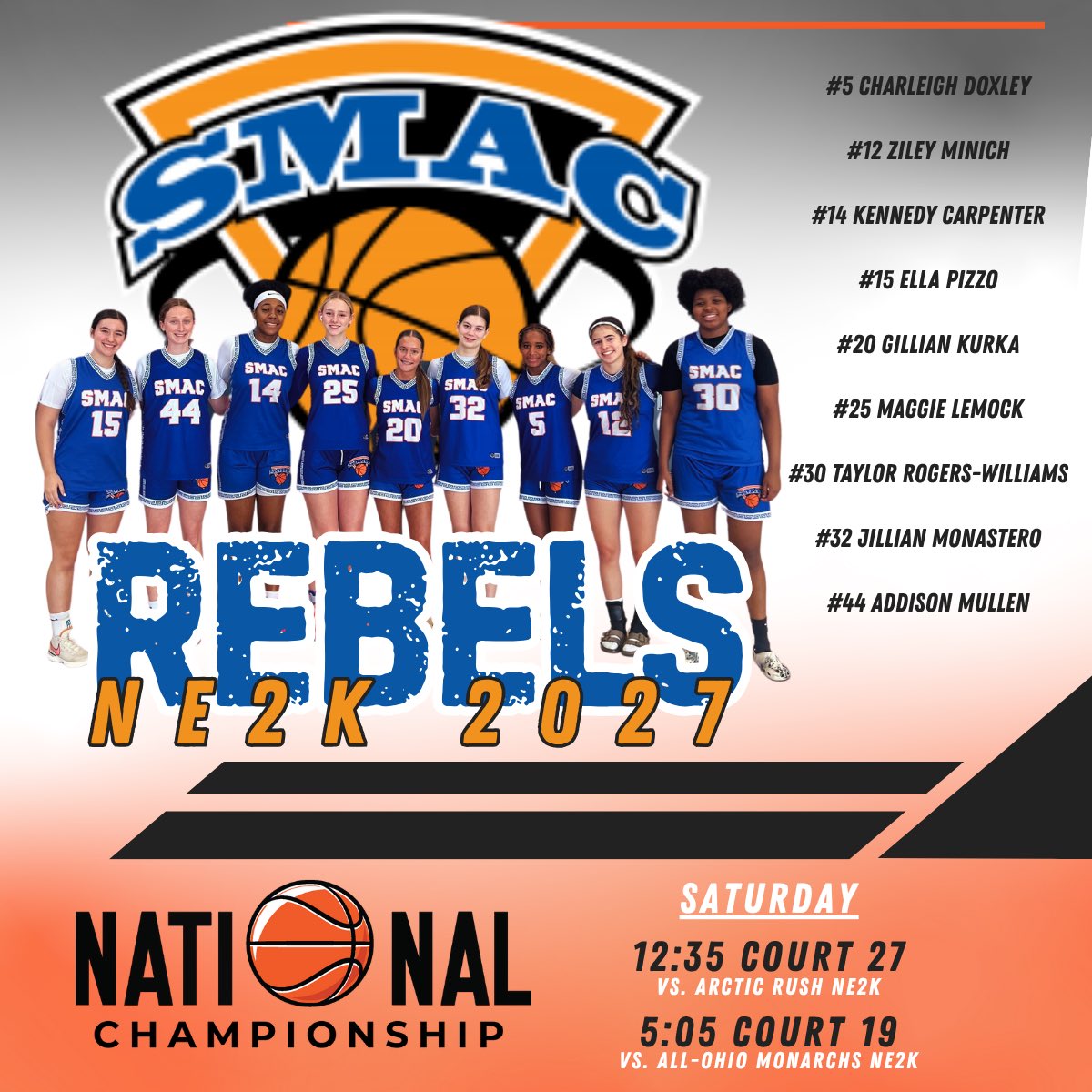MaggieLemock's tweet image. Here is Schedule for the National championship! @ScholarAthletic @SMACBasketball