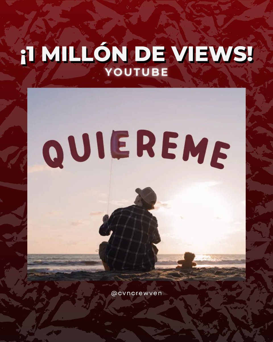 ♡ #QUIEREME logra su primer millón en la plataforma de YouTube, siendo el primer sencillo de Christopher Velez como solista
¡Felicidades! <a href="/christophervele/">Christopher Velez 🔺</a> ❤️