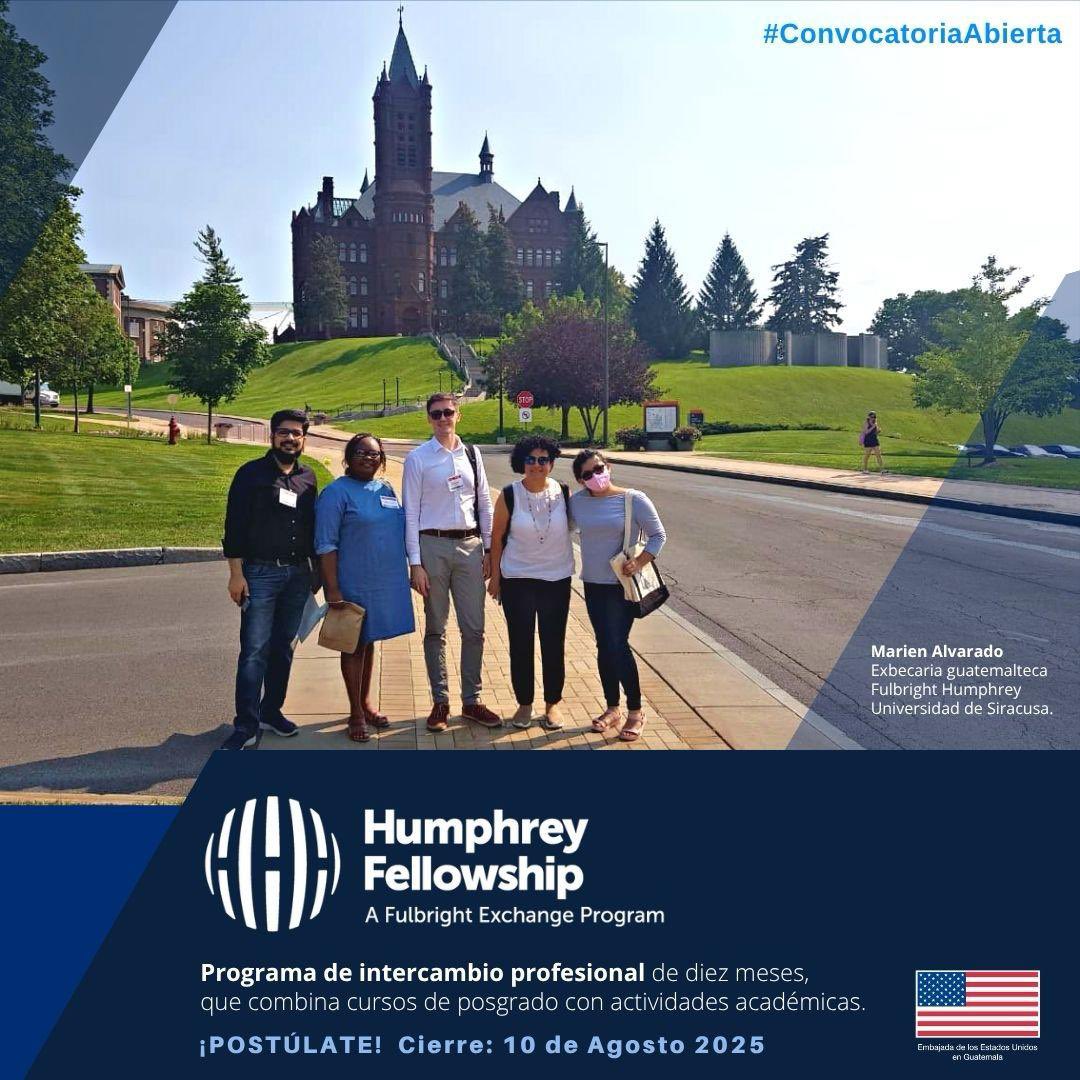 usembassyguate's tweet image. Si deseas llevar tu carrera profesional al siguiente nivel, ¡esta oportunidad es para ti! El Humphrey Fellowship de @FulbrightPrgrm fortalece tu liderazgo, elevando tu potencial para abordar desafíos globales y contribuir a la estabilidad regional. Por medio de un intercambio…