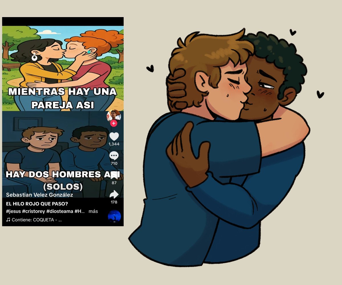 Los dibujé besandose