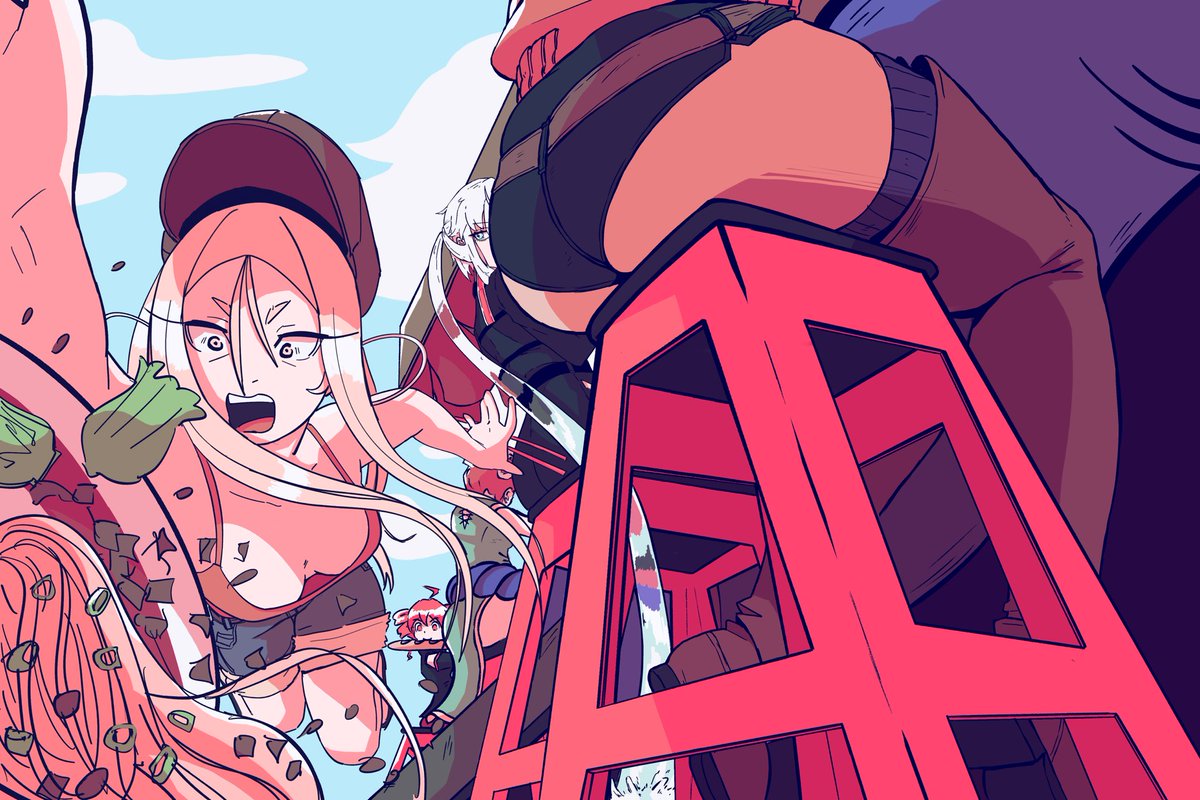 beansoupgif's tweet image. Who even thinks to lean an ancient demon sword of wrath against a kraken ramen stand?